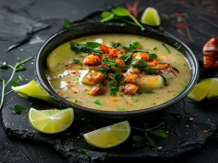 Bisque de Camarón con Salsa Verde Keto