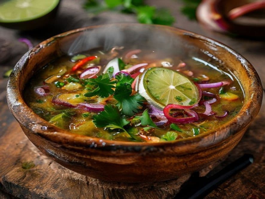 Caldo de Pak Choi Mexicano Keto con Pollo y Chile Ancho