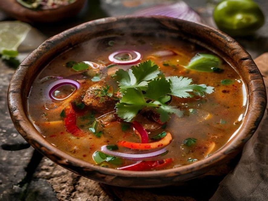 Consomé de pescado con chile keto