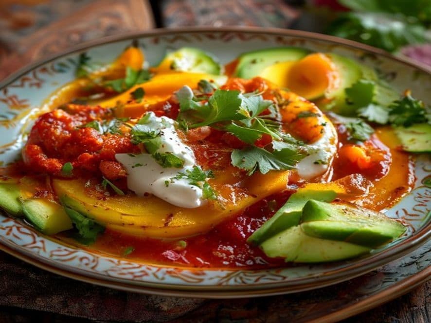 Huevos al horno con flor de calabaza y epazote Keto
