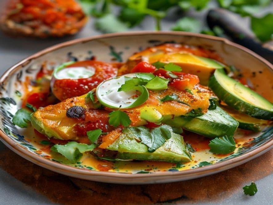 Huevos al horno con nopales y epazote Keto