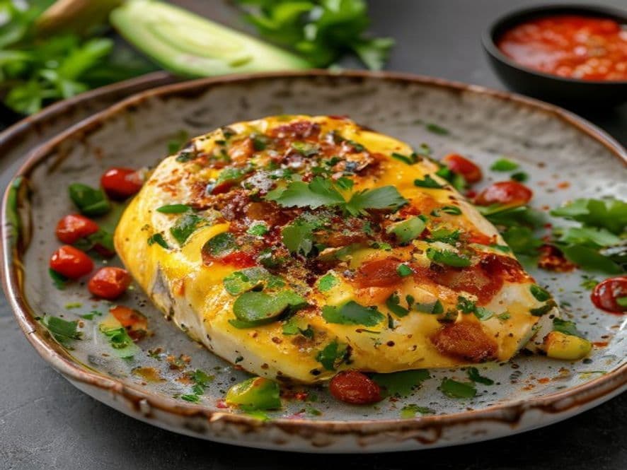 Huevos al vapor con chile pasilla frito Keto