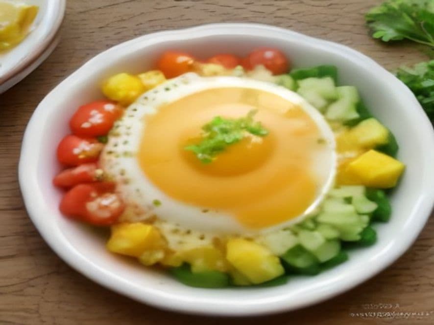 Huevos al vapor con pico de gallo y queso Keto