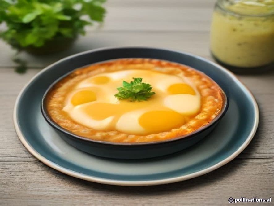 Huevos en cazuela de barro con calabacita rallada y queso keto