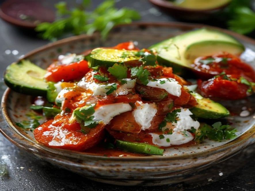 Huevos en salsa con chorizo verde poblano Keto