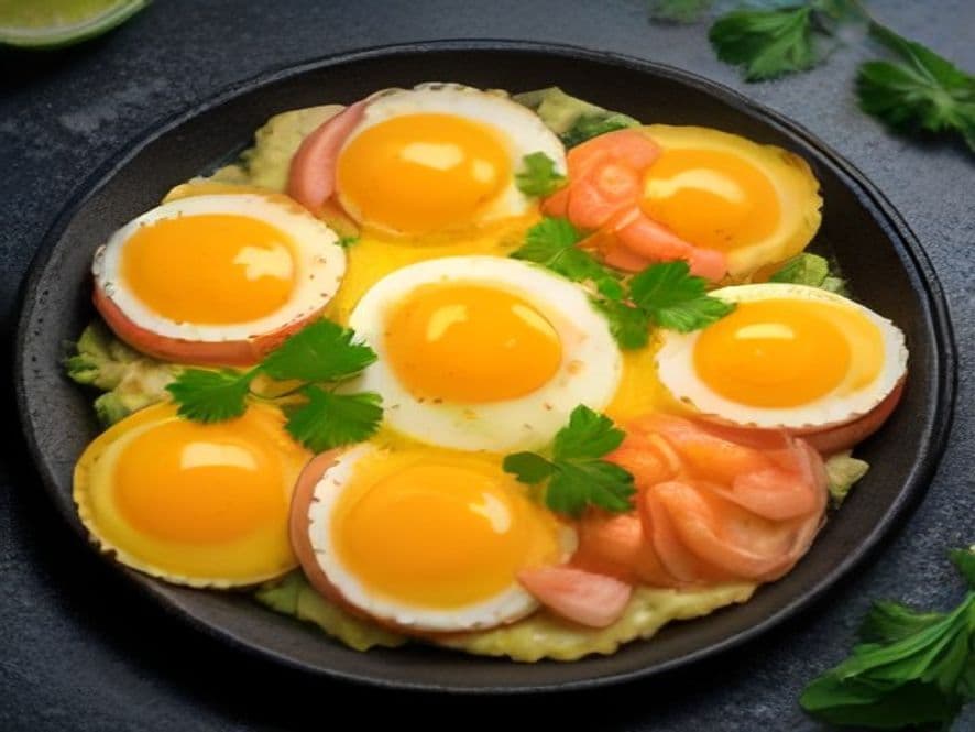 Huevos Escalfados con Camarones al Ajillo Keto