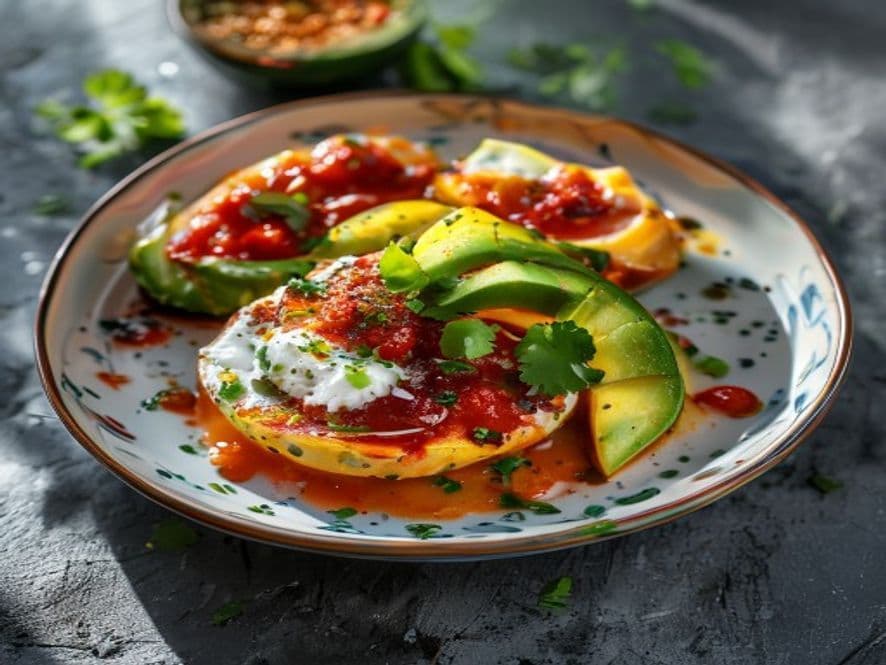 Huevos Escalfados con Chile Ancho Asado Keto