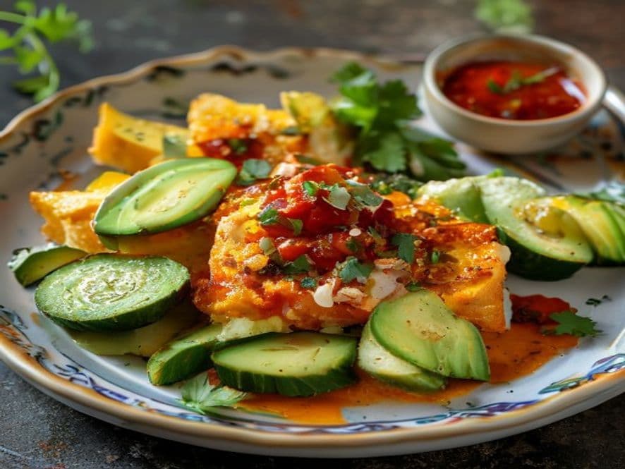 Huevos estrellados con calabacita rallada y queso Keto