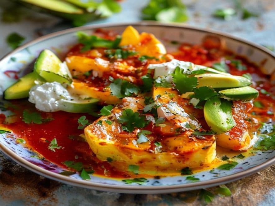 Huevos Estrellados Rancheros Keto con Queso Panela y Salsa Verde Picante