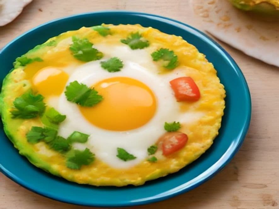 Huevos fritos en aceite de coco con jitomate asado y albahaca Keto
