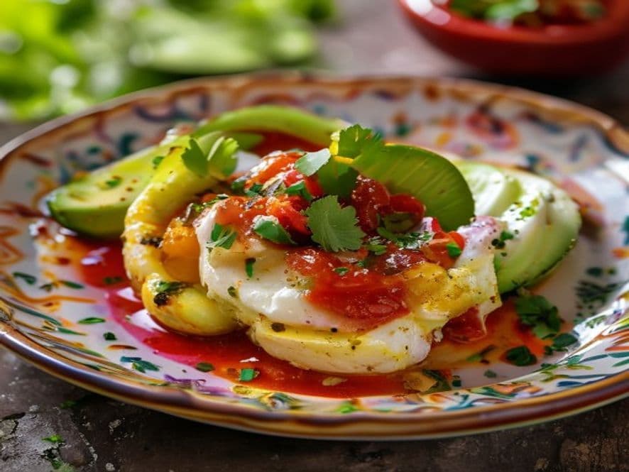 Huevos pochados con cecina oaxaqueña Keto