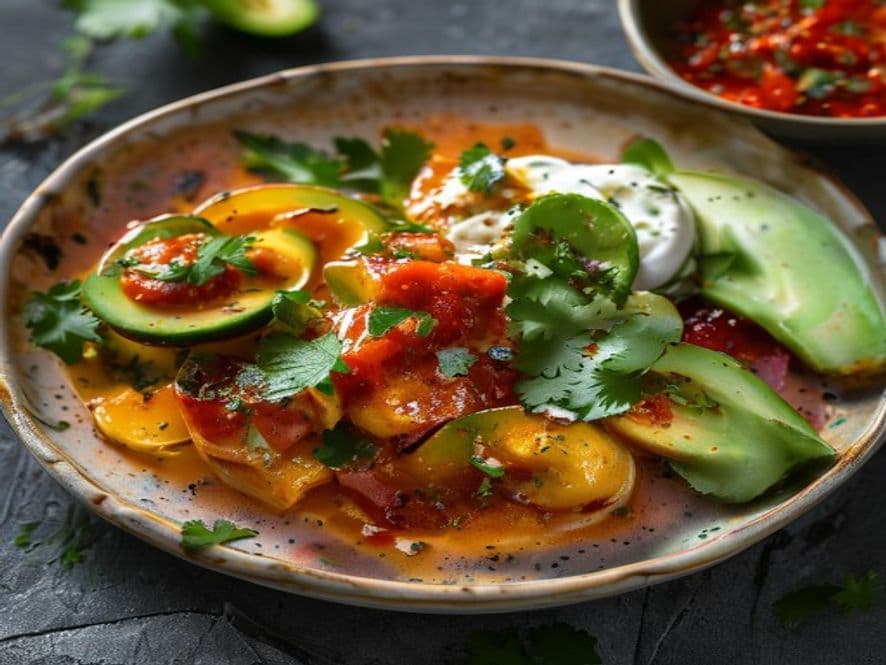 Huevos pochados con chile de agua oaxaqueño Keto