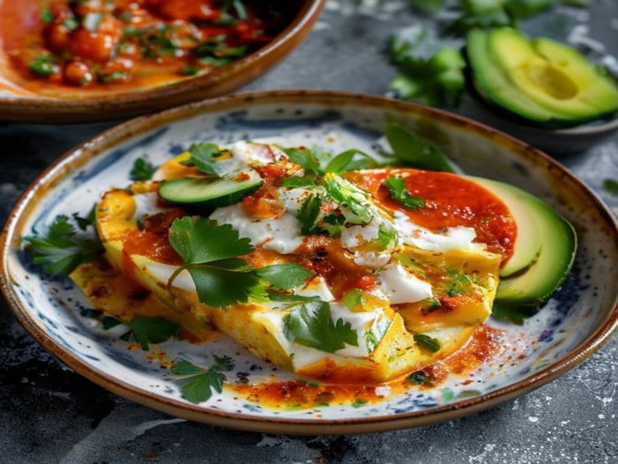 Huevos pochados con espinacas y queso cotija Keto