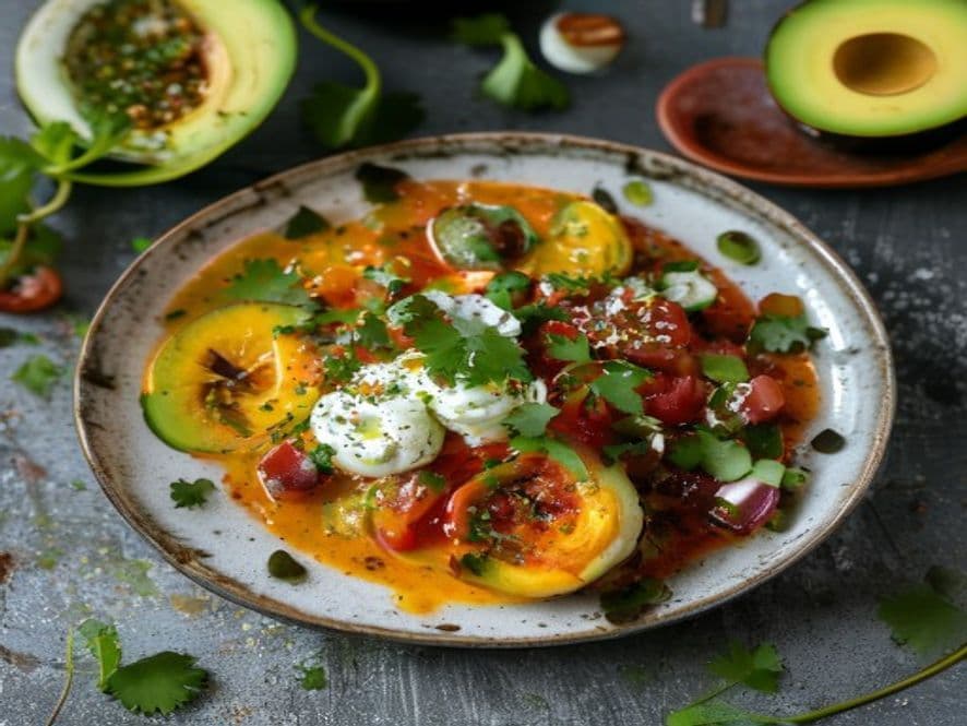 Huevos pochados con flor de calabaza y epazote keto