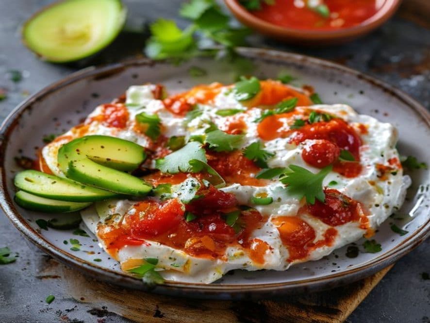 Huevos revueltos con rajas poblanas y crema keto