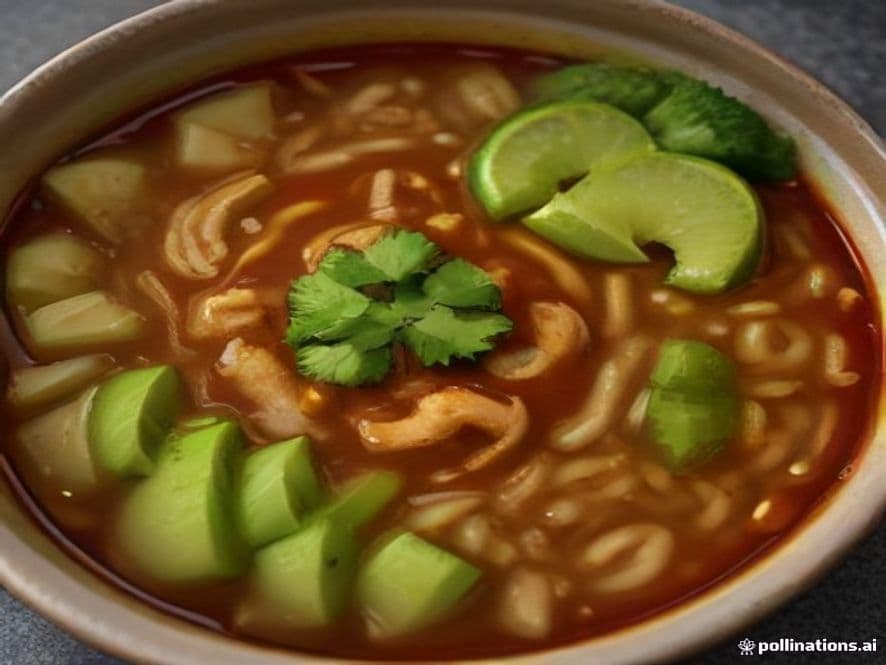 Pozole Rojo Keto de Pimiento Morrón Asado con Chayote y Puerco