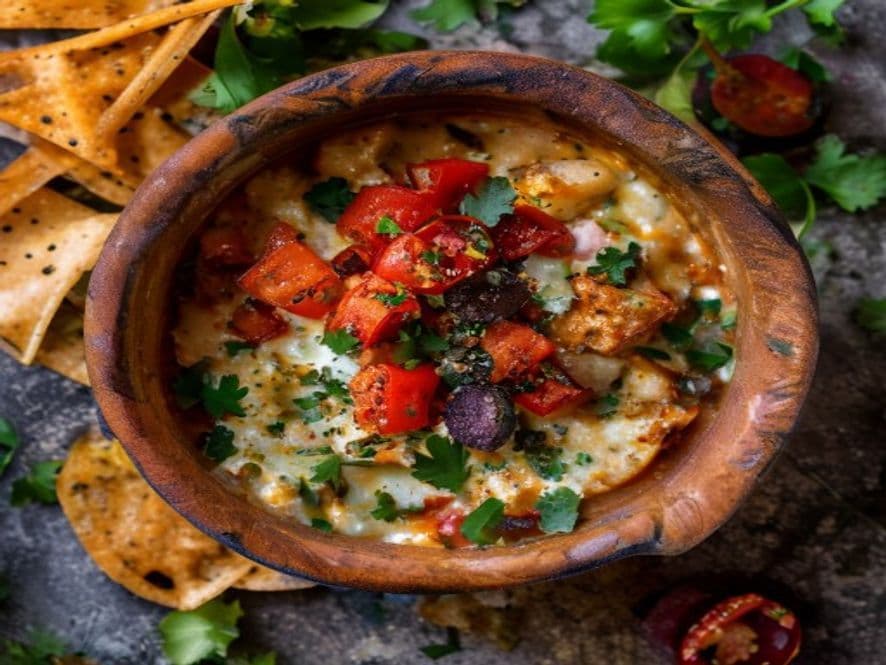 Queso fundido keto con nopal y chorizo