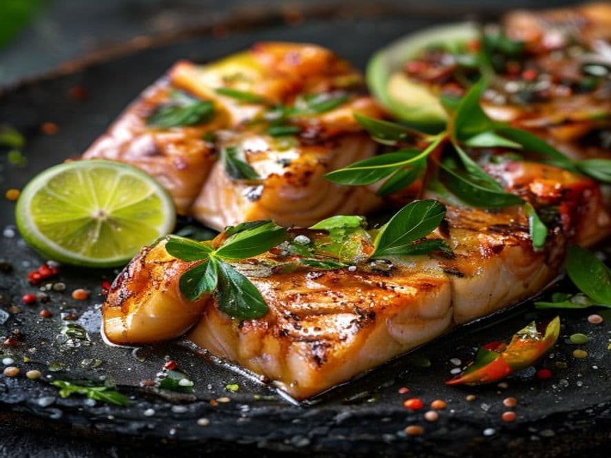 Salmón en salsa de chile mulato Keto para cenar