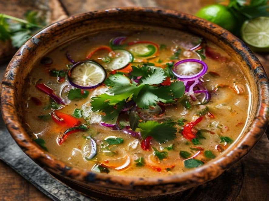 Sopa de Codorniz Keto con Nopales y Crema de Aguacate