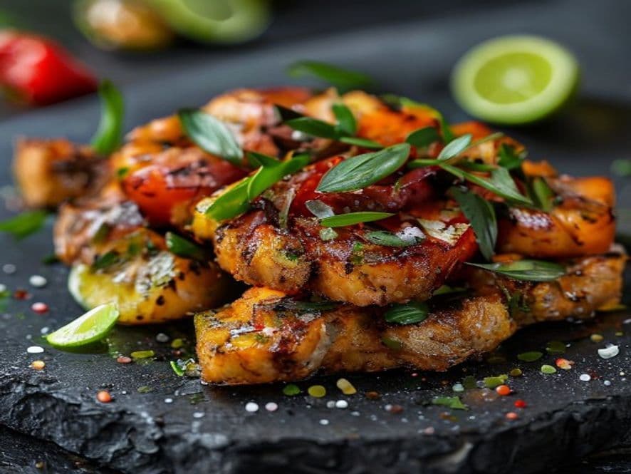Tostada Keto de Huachinango al Chipotle con Aderezo Cremoso de Aguacate