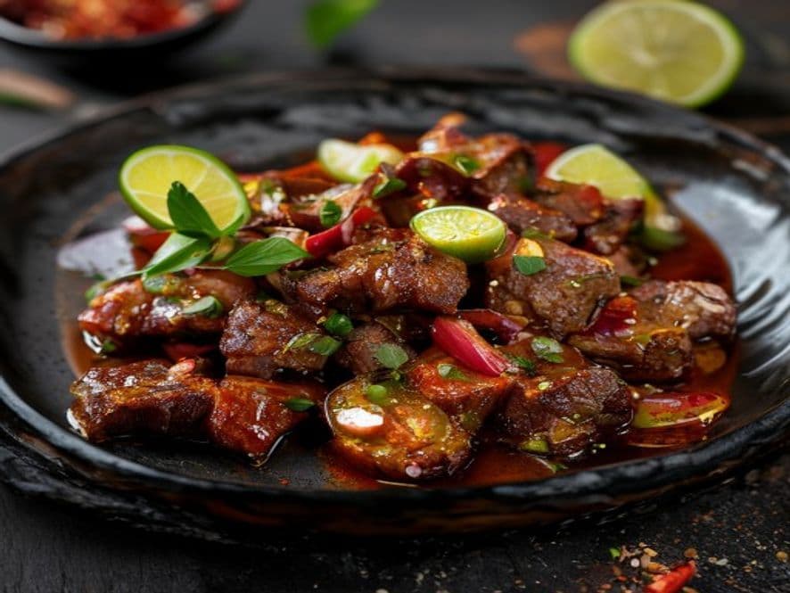 Cerdo en salsa de chile guajillo Keto