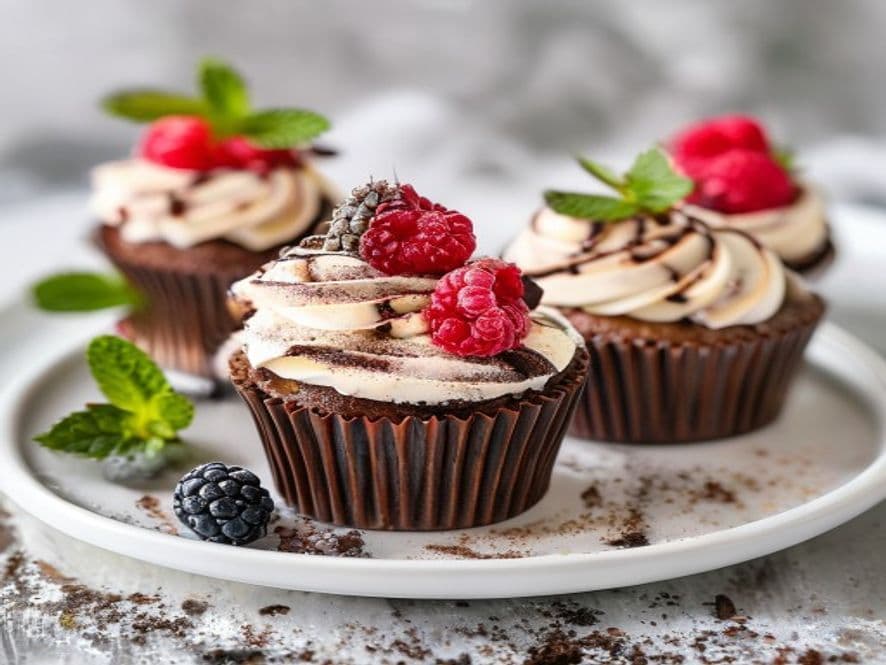 Cupcakes keto de chocolate amargo