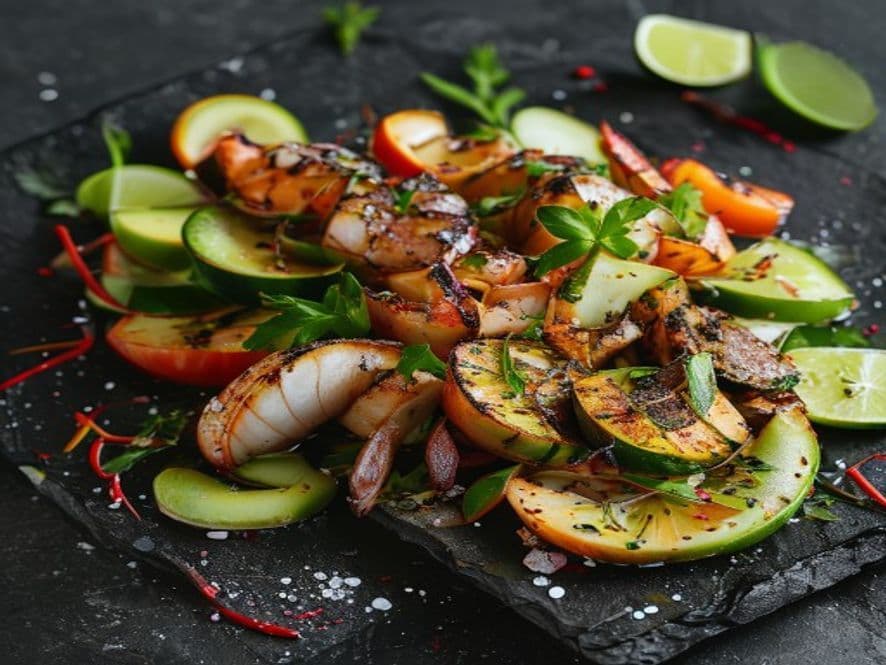 Ensalada Keto de Mariscos con Aguacate Fresco