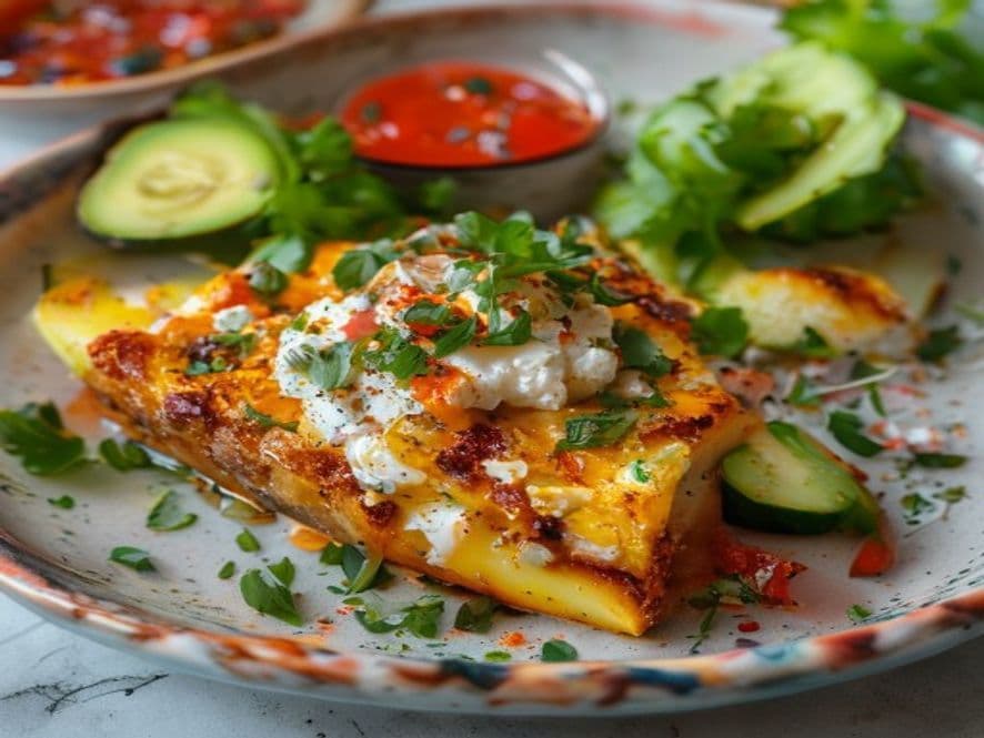 Huevos al horno con pico de gallo y queso keto