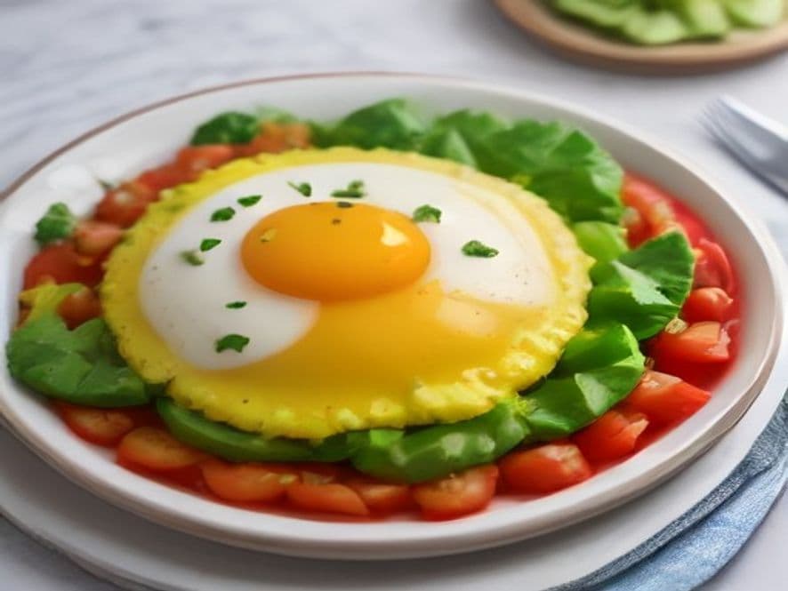 Huevos en salsa con pimiento morrón y cebolla Keto