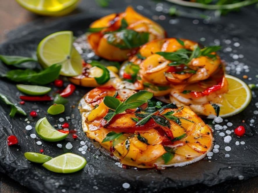 Huevos pochados con camarones al ajillo Keto