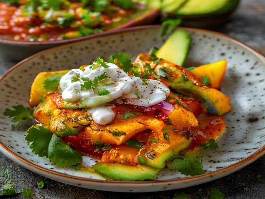 Huevos Pochados con Chile Pasilla Frito Keto