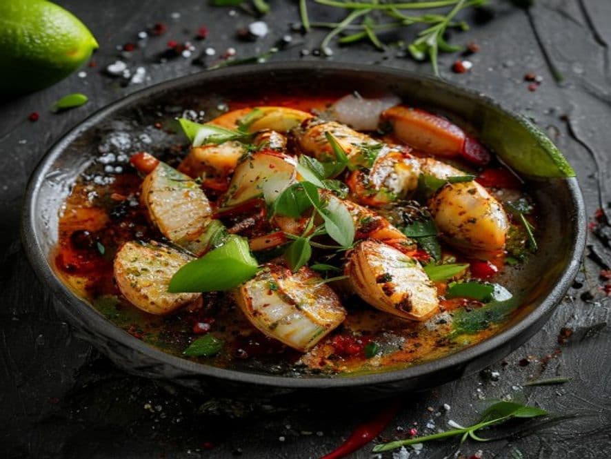 Mejillón en salsa de cascabel keto