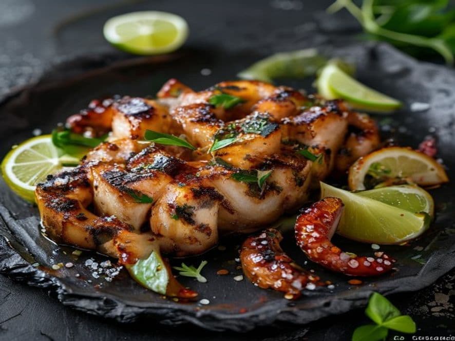 Pulpo en salsa de cascabel keto para cenar