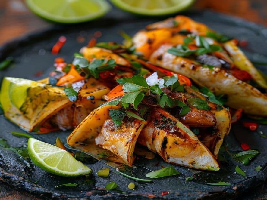 Tacos de salmón con salsa verde keto estilo Sinaloa